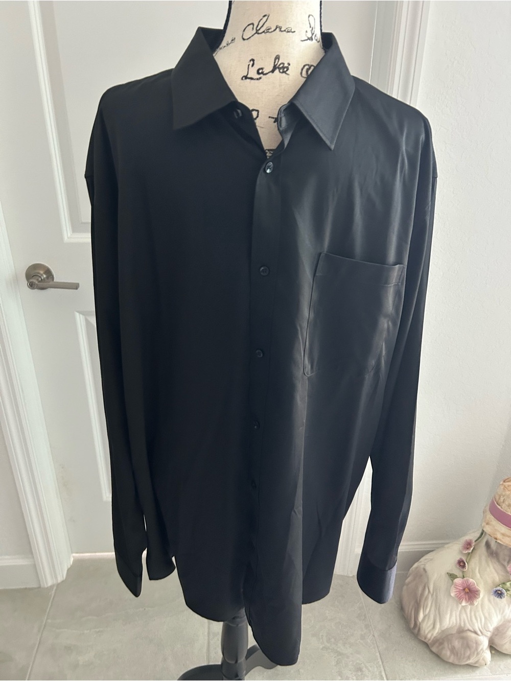 Flex Men's Classic Black Long-Sleeve Button-Up Shirt 2XL Tall